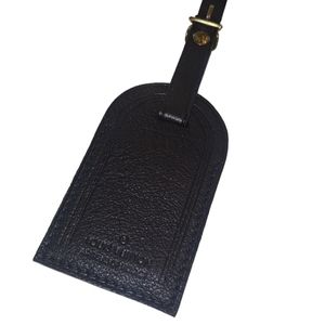 💚 RARE 💚 Louis Vuitton Luggage Tag - BNew Black Leather w/Gold Hardware